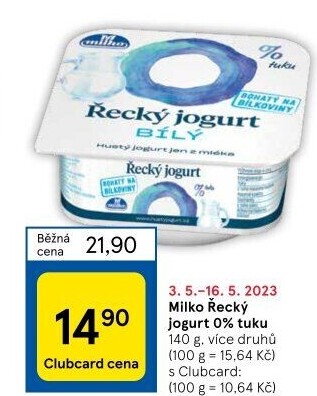 Ochucený jogurt řecký 0% Milko