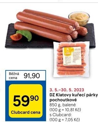 Párky kuřecí pochoutkové DZ Klatovy