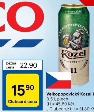 Pivo ležák 11° Velkopopovický Kozel