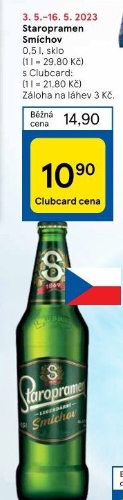 Pivo světlé výčepní 10° Smíchov Staropramen