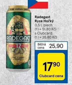 Pivo světlý ležák 12° Ryze hořká Radegast