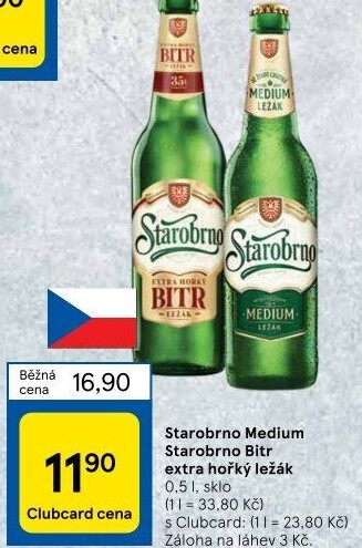 Pivo světlý ležák nepasterizovaný 11° Medium Starobrno