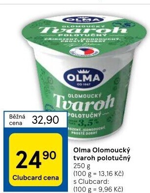 Tvaroh polotučný Olomoucký Olma