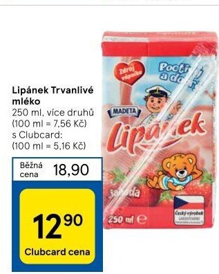 Nápoj mléko ochucené Lipánek Madeta