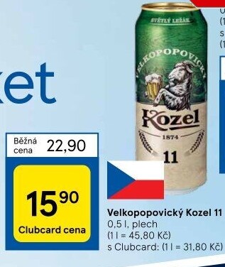 Pivo ležák 11° Velkopopovický Kozel