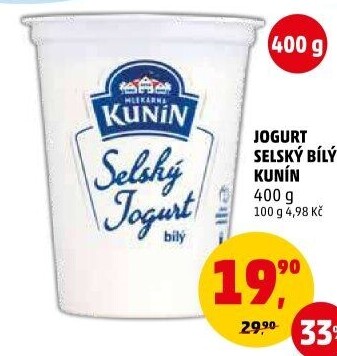 Bílý jogurt selský Kunín