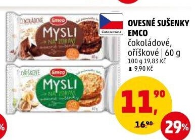 Ovesné sušenky Mysli na zdraví Emco