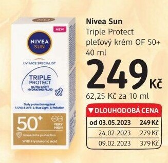 Krém pleťový na opalování Triple Protect OF 50+ Nivea Sun