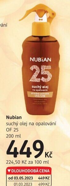 Olej na opalování suchý OF 25 Nubian