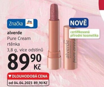 Rtěnka Pure Cream Alverde