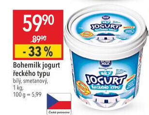 Bílý jogurt řecký Bohemilk