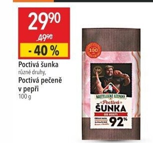 Šunka od kosti poctivá nejvyšší jakosti Kostelecké uzeniny
