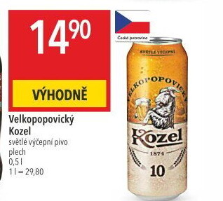 Pivo světlé výčepní 10°Velkopopovický Kozel