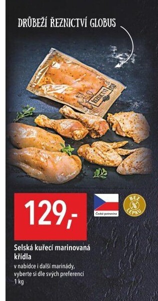 Selská kuřecí marinovaná křídla Globus