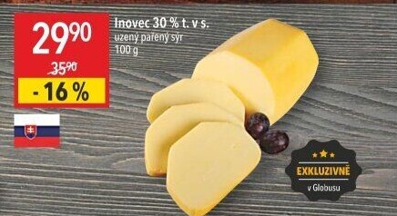 Sýr uzený pařený 30% Inovec