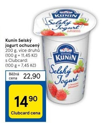 Ochucený jogurt selský Kunín