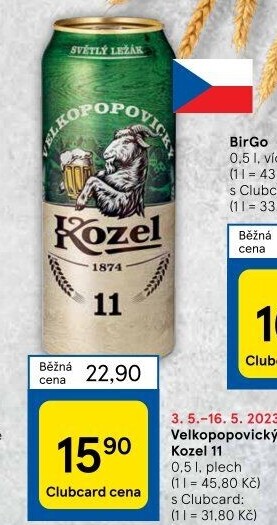 Pivo ležák 11° Velkopopovický Kozel