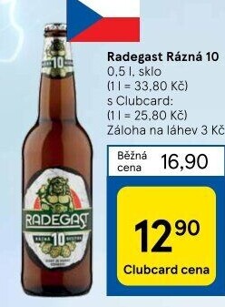 Pivo světlé výčepní Rázná 10° Radegast