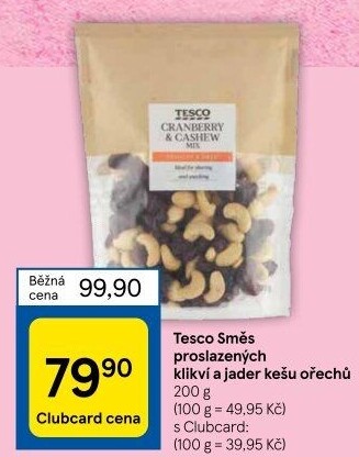Směs kešu a brusinek Tesco