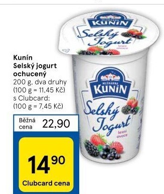 Ochucený jogurt selský Kunín
