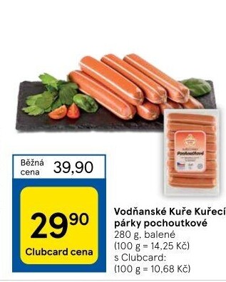 Párky kuřecí pochoutkové Vodňanské kuře