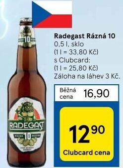 Pivo světlé výčepní Rázná 10° Radegast