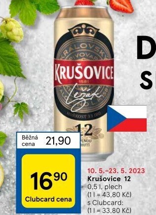 Pivo světlý ležák 12° Krušovice