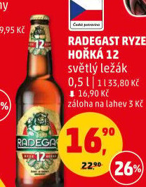 Pivo světlý ležák 12° Ryze hořká Radegast