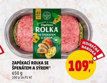 Rolka se špenátem a sýrem Snadné vaření Kostelecké uzeniny