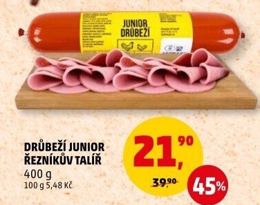 Salám drůbeží Junior Řezníkův talíř