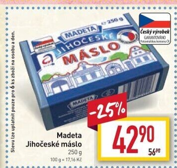 Máslo Jihočeské Madeta