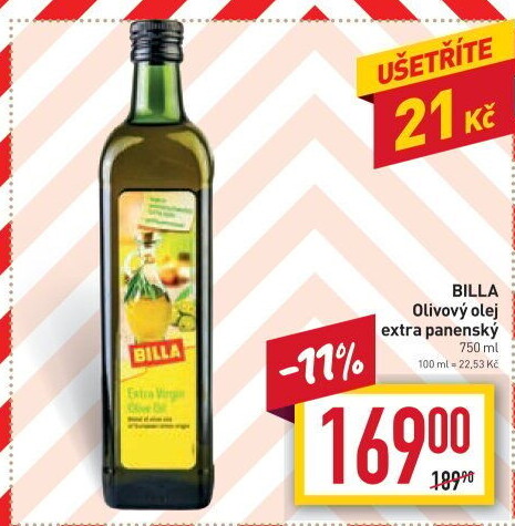 Olivový olej extra panenský Billa