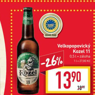 Pivo ležák 11° Velkopopovický Kozel