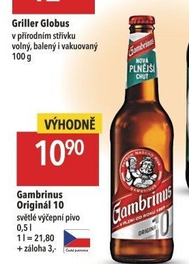 Pivo světlé výčepní Originál 10° Gambrinus