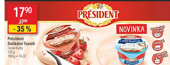 Tvarohové pomazánky Delikátní Président