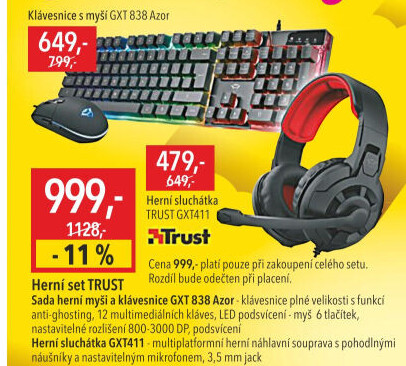 Klávesnice a myš Trust GXT838 Azor Gaming Combo