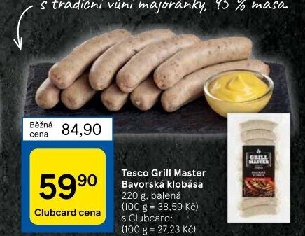 Bavorská klobása Grill Master Tesco