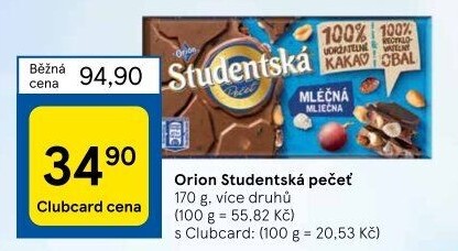 Čokoláda Studentská pečeť Orion