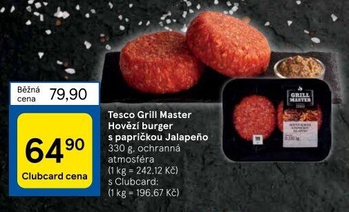 Hovězí burger Jalapeňo Grill Master Tesco