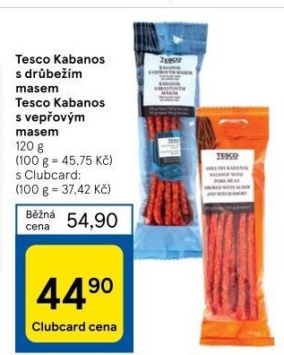 Kabanos s drůbežím masem Tesco