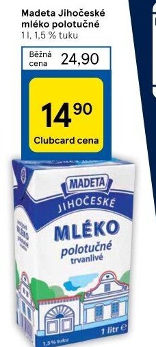 Mléko trvanlivé Jihočeské Madeta - 1,5% polotučné