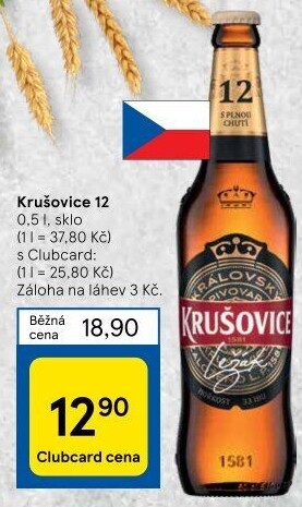 Pivo světlé Královský ležák 12° Krušovice