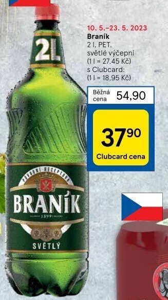 Pivo světlé výčepní 10° Braník