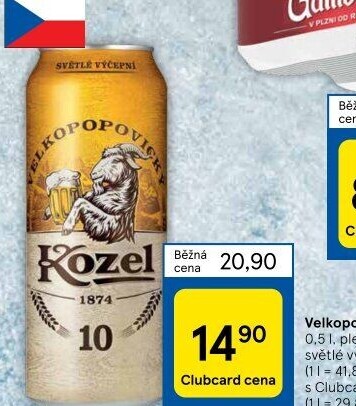 Pivo světlé výčepní 10°Velkopopovický Kozel