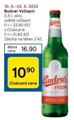 Pivo světlé výčepní Budweiser Budvar