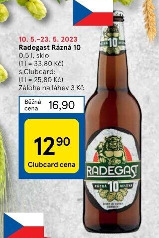 Pivo světlé výčepní Rázná 10° Radegast