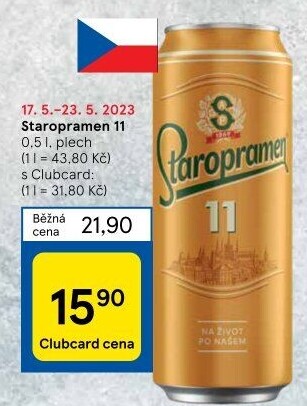 Pivo světlý ležák 11° Staropramen