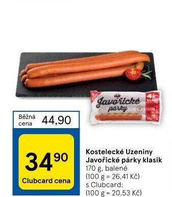 Párky javořické Kostelecké uzeniny