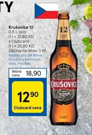 Pivo světlé Královský ležák 12° Krušovice