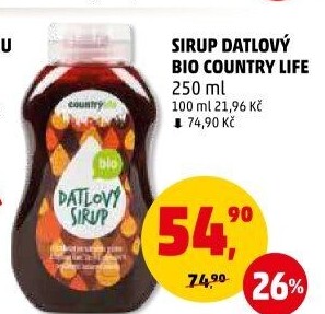 Datlový sirup bio Country Life